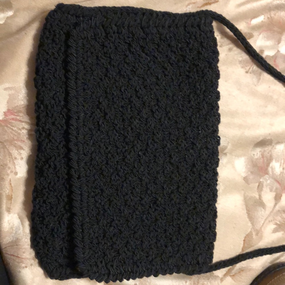 Black crochet bag